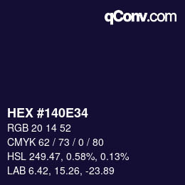 Color code: HEX #140E34 | qconv.com