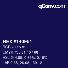 カラーコード: HEX #140F51 | qconv.com