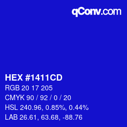 カラーコード: HEX #1411CD | qconv.com