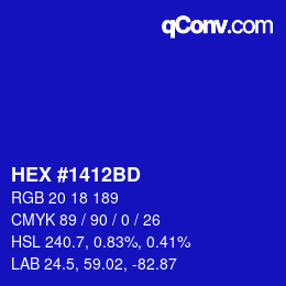 Color code: HEX #1412BD | qconv.com