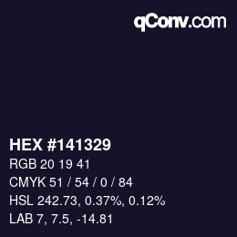 Color code: HEX #141329 | qconv.com