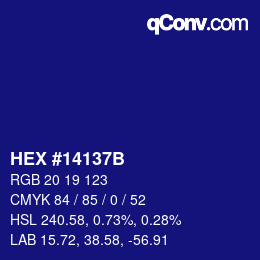 颜色代码: HEX #14137B | qconv.com