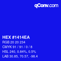 Color code: HEX #1414EA | qconv.com