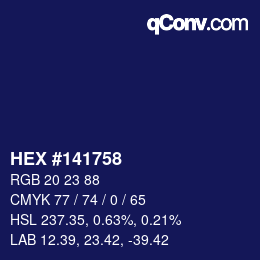 Color code: HEX #141758 | qconv.com