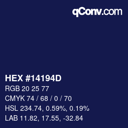 Farbcode: HEX #14194D | qconv.com