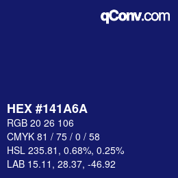 Color code: HEX #141A6A | qconv.com