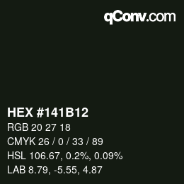 Color code: HEX #141B12 | qconv.com