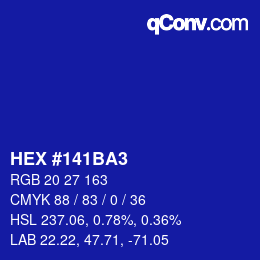 カラーコード: HEX #141BA3 | qconv.com