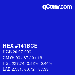 カラーコード: HEX #141BCE | qconv.com