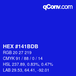 Color code: HEX #141BDB | qconv.com