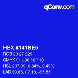 Color code: HEX #141BE5 | qconv.com