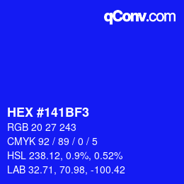 Color code: HEX #141BF3 | qconv.com