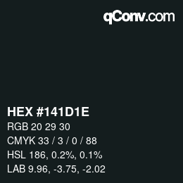 Color code: HEX #141D1E | qconv.com