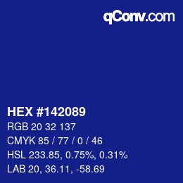 Color code: HEX #142089 | qconv.com