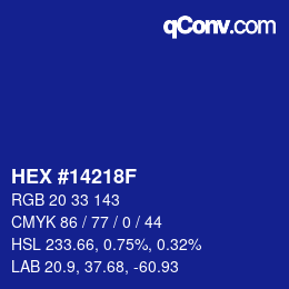 Color code: HEX #14218F | qconv.com