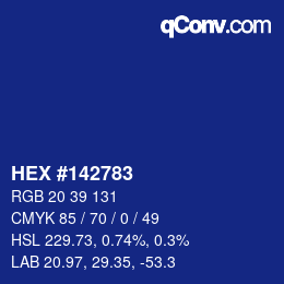 颜色代码: HEX #142783 | qconv.com