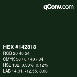 Color code: HEX #142818 | qconv.com