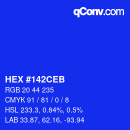 颜色代码: HEX #142CEB | qconv.com