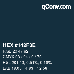 Color code: HEX #142F3E | qconv.com