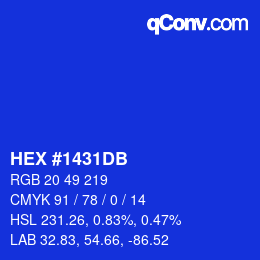 Color code: HEX #1431DB | qconv.com