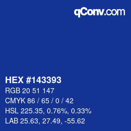 Color code: HEX #143393 | qconv.com