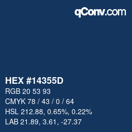 カラーコード: HEX #14355D | qconv.com