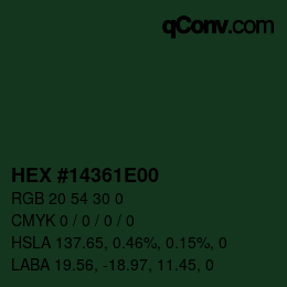Color code: HEX #14361E00 | qconv.com