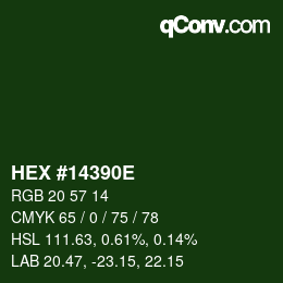 Color code: HEX #14390E | qconv.com