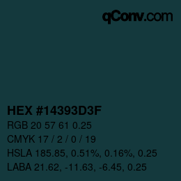 Farbcode: HEX #14393D3F | qconv.com