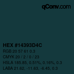 Farbcode: HEX #14393D4C | qconv.com