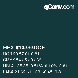 颜色代码: HEX #14393DCE | qconv.com