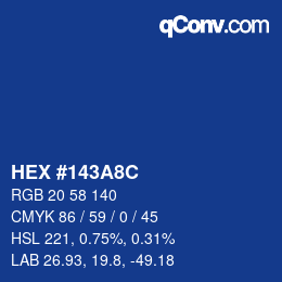カラーコード: HEX #143A8C | qconv.com