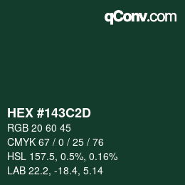 Color code: HEX #143C2D | qconv.com