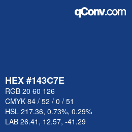 Color code: HEX #143C7E | qconv.com