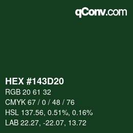 Color code: HEX #143D20 | qconv.com