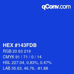 颜色代码: HEX #143FDB | qconv.com