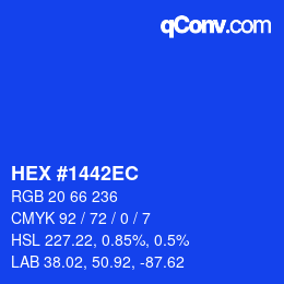 Color code: HEX #1442EC | qconv.com