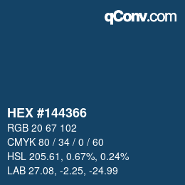 Color code: HEX #144366 | qconv.com