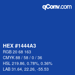 カラーコード: HEX #1444A3 | qconv.com