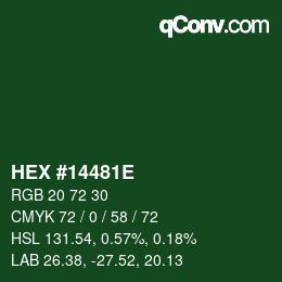 Color code: HEX #14481E | qconv.com
