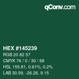 Farbcode: HEX #145239 | qconv.com