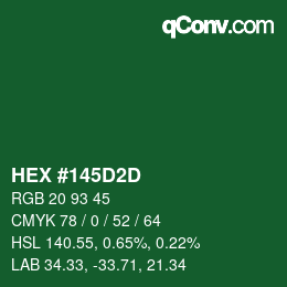 Color code: HEX #145D2D | qconv.com