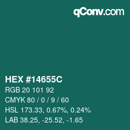 カラーコード: HEX #14655C | qconv.com