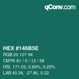 Código de color: HEX #146B5E | qconv.com