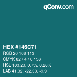 Color code: HEX #146C71 | qconv.com