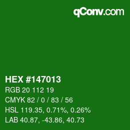 Código de color: HEX #147013 | qconv.com