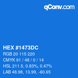 Color code: HEX #1473DC | qconv.com