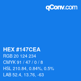 カラーコード: HEX #147CEA | qconv.com