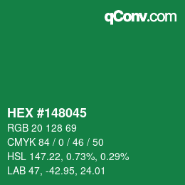 Color code: HEX #148045 | qconv.com