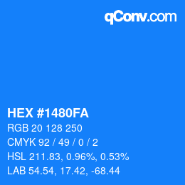Color code: HEX #1480FA | qconv.com